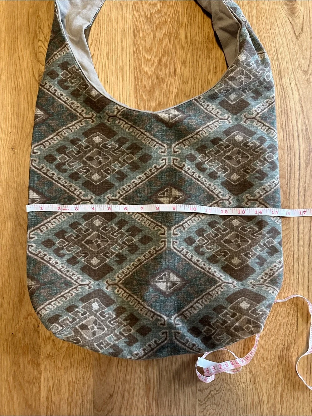 Boho Geometric Large Hobo Bag in Green and Brown